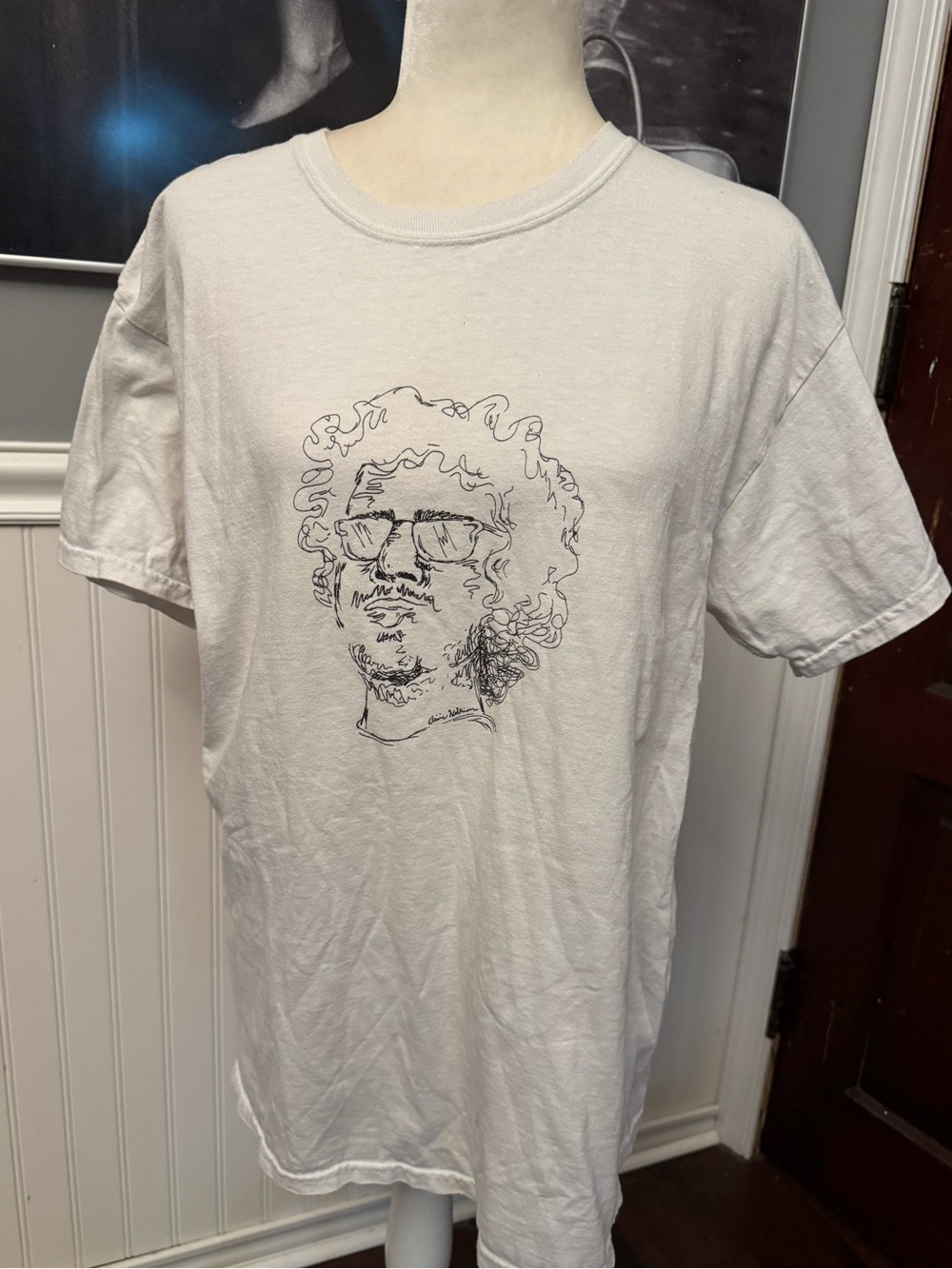 White Graphic Tshirt Big Bill Comfort Food Album Art Line Art Sketch Size Large